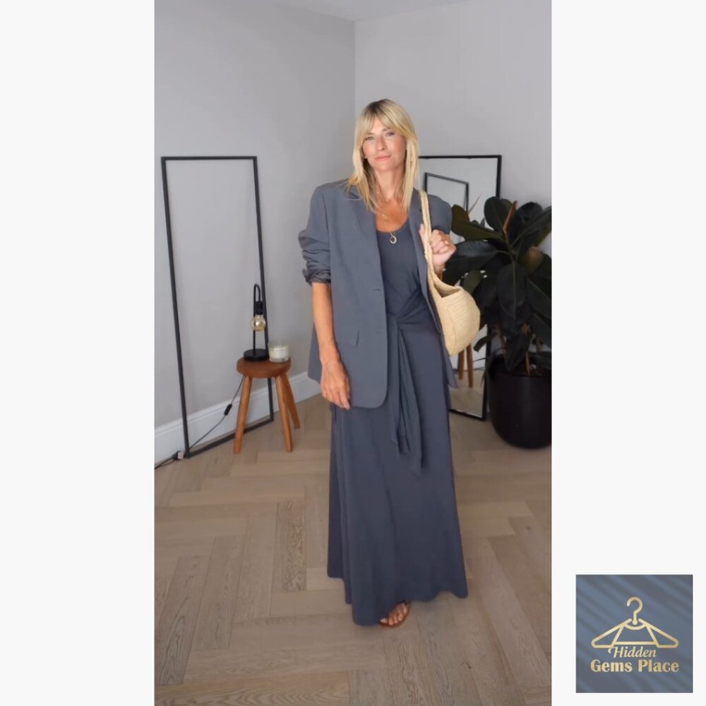 Sleeveless Maxi Wrap Dress Tie Waist Slim Fit Casual Summer Tank - Picture 6 of 7
